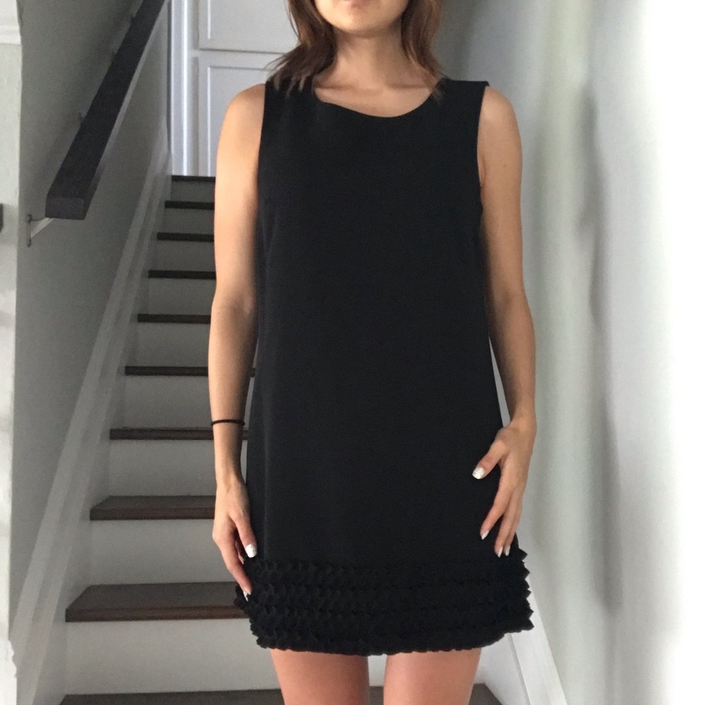 Black shift dress with ruffles